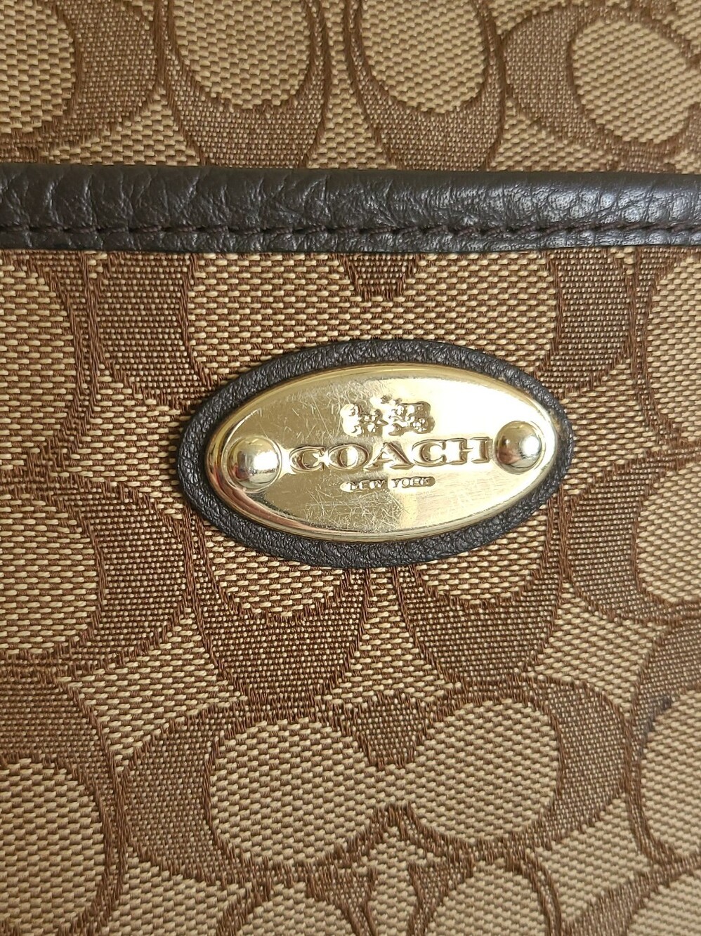 Coach Signature Brown Canvas Crossbody Bag - Picture 2 of 15